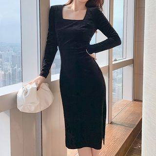 Long-sleeve Bow Back Sheath Dress