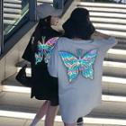 Short-sleeve Butterfly Print Back T-shirt