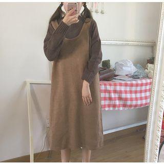 Plain Sweater / Midi Knit Pinafore Dress