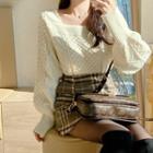 Square-neck Cable-knit Sweater Off-white - One Size