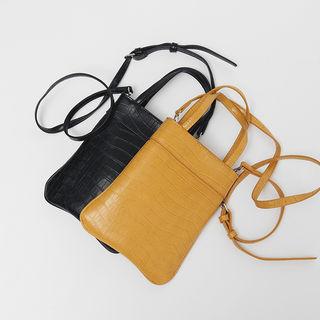 Croc-grain Rectangle Cross Bag