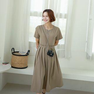 Zip-up Long Pleat Dress