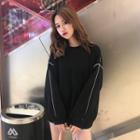 Color-block Loose-fit Sweatshirt Black - One Size