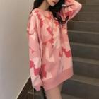 Camo Print Sweater Pink - One Size