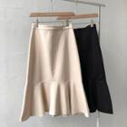 Plain High-waist Fish-tail Skirt
