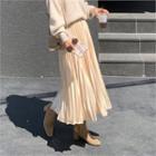 Band-waist Pleated Skirt Gold - One Size