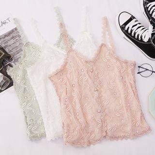 Sleeveless Lace Buttoned Top