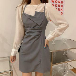 Set: Blouse + Shirred Pinafore Dress