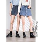 Button-down High-waist Denim Skort