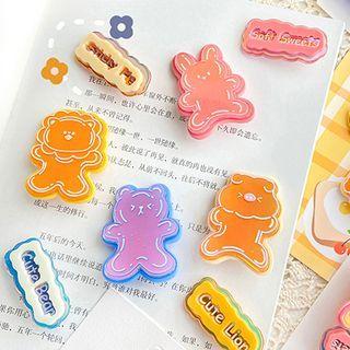 Set Of 1 / 2 / 4 : Animal Hair Clip + Lettering Hair Clip (various Designs)