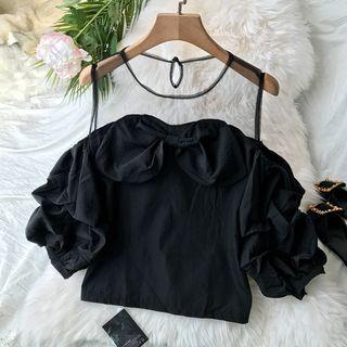 Puff Sleeve Cold Shoulder Blouse