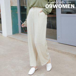 Plus Size Linen Blend Wide-leg Pants