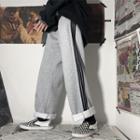 Striped Panel Straight-cut Sweatpants