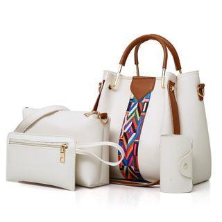 Set: Faux Leather Bucket Bag + Mini Crossbody Bag + Pouch