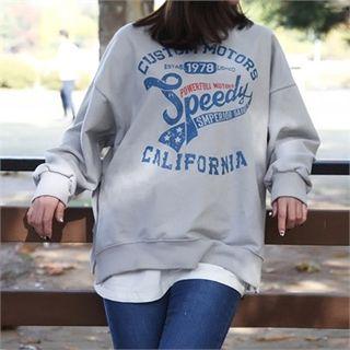 Layered-hem Letter Print Pullover