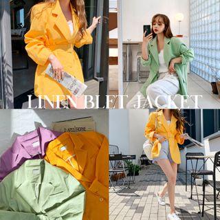 Colored Single-breasted Belted Blazer