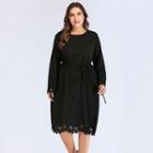 Plus Size Long-sleeve Perforated Dress