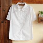 Short-sleeve Tie-neck Shirt