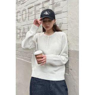 Raglan Fluffy Henley Sweater