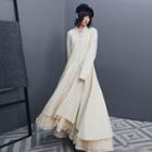 Long-sleeve Asymmetrical Linen Maxi A-line Dress