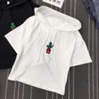 Short-sleeve Hooded Cactus Printed T-shirt