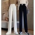 High-waist Fleece-lined Shift Wide-leg Pants