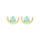 Sterling Silver Plated Gold Simple Fashion Geometric Blue Imitation Opal Stud Earrings Golden - One Size