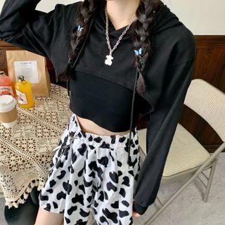 Cropped Hoodie / Striped Tank Top