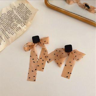 Polka Dot Fabric Bow Dangle Earring