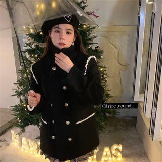 Double-breasted Ruffled Jacket Black - One Size
