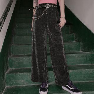Glitter Wide Leg Pants Dark Gray - One Size