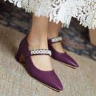 Beaded Block-heel Mary Jane Shoes