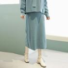 Glitter-trim Long Knit Skirt