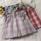 Ribbon-accent Plaid Mini Skirt In 9 Colors