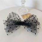 Dotted Mesh Bow Hair Clip Dots - Black - One Size