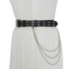 Alloy Chain Faux Leather Belt Black - One Size