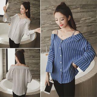 Striped Off Shoulder Shirt