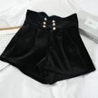 Faux Pearl Wide-leg Shorts