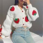 Strawberry Accent Cropped Cardigan