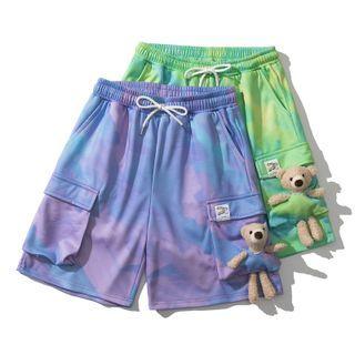 Bear Plush Tie-dye Cargo Shorts