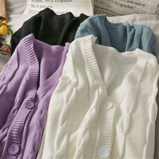 Button-down Cable-knit Cropped Sweater