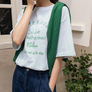 Letter Stripe Loose-fit T-shirt