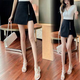 Mock Two-piece Zip-front Skort