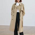 Buckled-sleeve Long-trench Coat