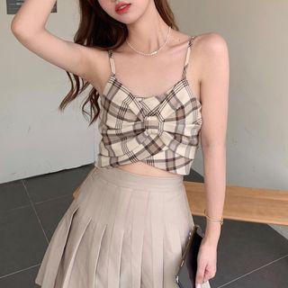 Bow Accent Plaid Camisole Top