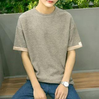 Contrast Cuff Short-sleeve T-shirt