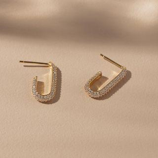 Rhinestone Alloy Earring 1 Pair - 046 - Gold - One Size
