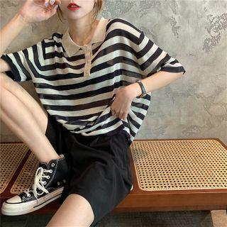 Striped Short-sleeve Polo-shirt / Dress Shorts