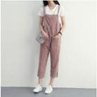 Plain Cropped Corduroy Jumpsuit
