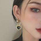 Heart Alloy Dangle Earring 1 Pair - Black Heart - Gold - One Size